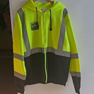 Max HI-Viz NeonYellow&Black Fleeced-lined Hoodie w/ Reflective Stripes,Sz XL,NWT